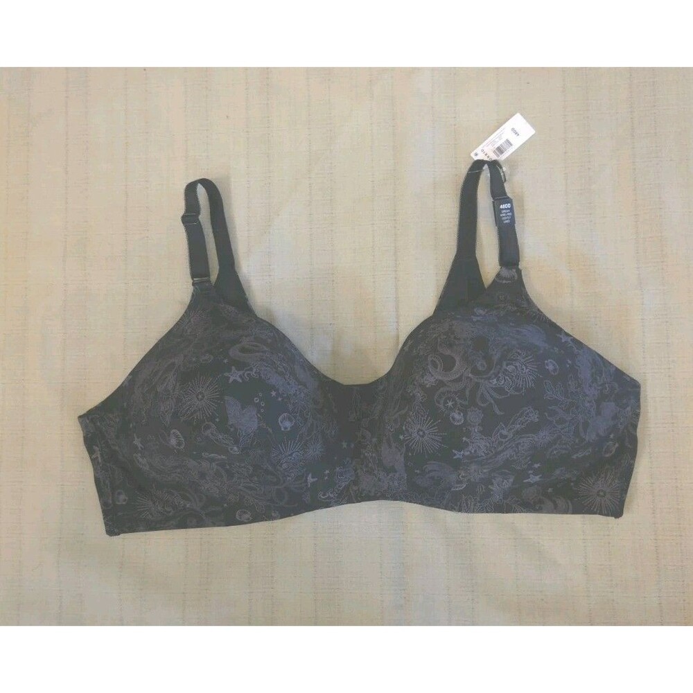 NWT Torrid Mermaid Print Dream Wire Free Lightly Lined Bra 48DD Blk/Gray